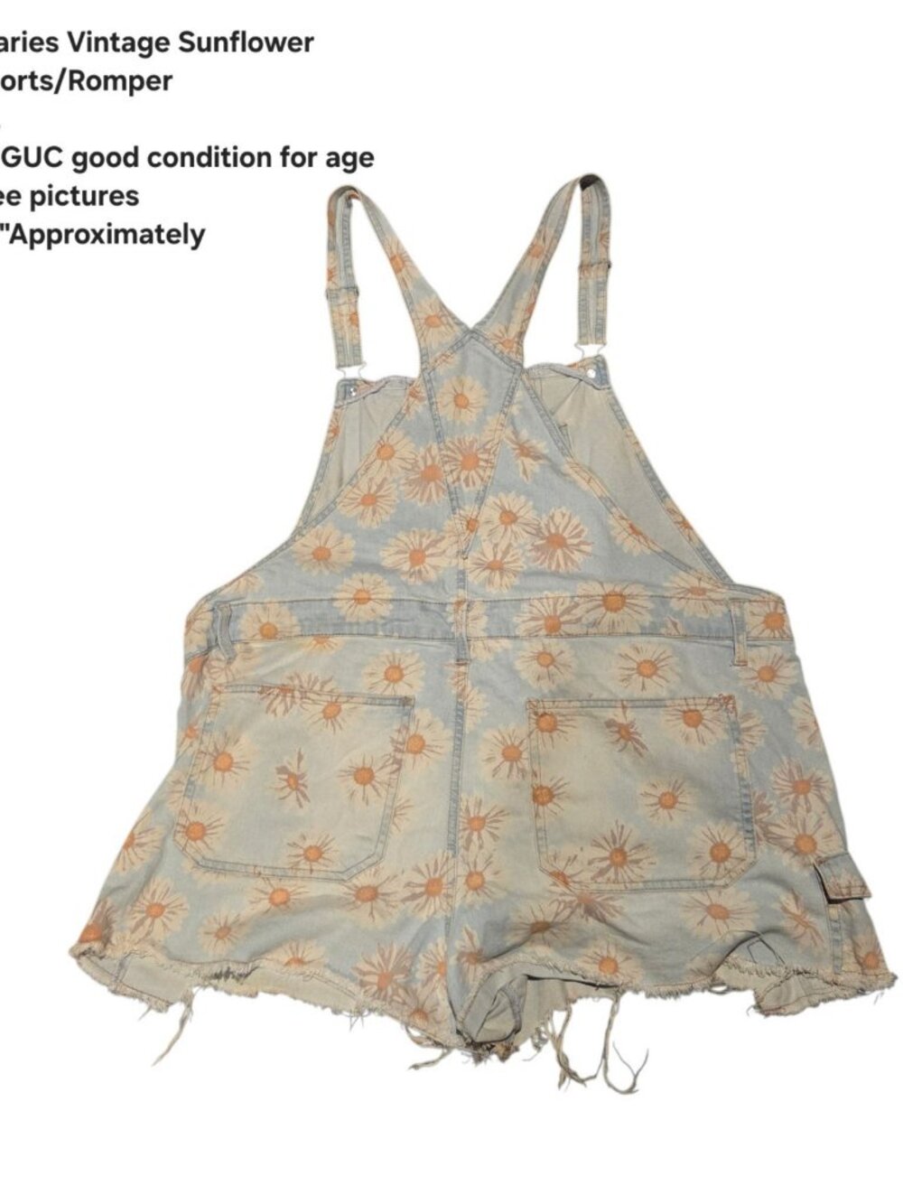 NOBO No Boundaries Daisy Floral Denim Short Overalls Boho Hippie Size XXXL (21) - Picture 2 of 4